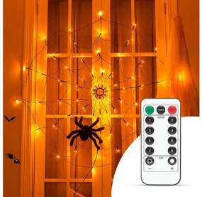 LED Dekoračná reťaz HALLOWEEN LED/5V/8 funkcií pavučina + diaľkové ovládanie