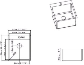 Nerezový drez Sinks Blocker 450 V, kartáčovaný