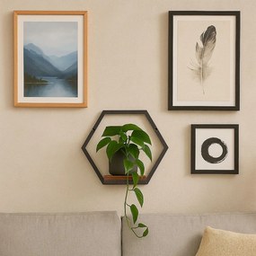 Nástěnný stojan na květiny MELODY 30,5x35 cm hnědý/černý