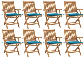 Skladacie záhradné stoličky s podložkami 8 ks tíkový masív 3072781