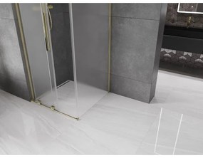 Mexen Velar L, sprchový kút s posuvnými dverami 100 x 100 cm, 8mm sklo námraza, zlatá lesklá, 871-100-100-33-50