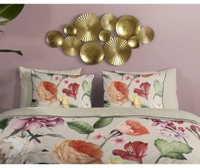 Béžové obliečky na jednolôžko/predĺžené z bavlneného saténu 140x220 cm Fiori – Descanso