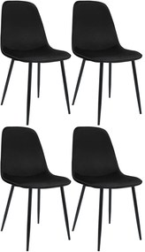 Sada 4 ks jedálenskej stoličky Maryam zamat - čierna