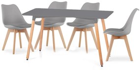 Sivý jedálenský set 1 + 4, stôl BERGEN 140 + stolička BALI MARK