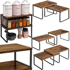 Sada 2 ks kuchynských políc GINGER čierna/starý dub