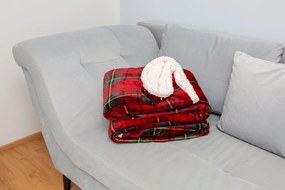 Deka FLANEL s baránkom 150x200 cm - červená/sivá/žltá