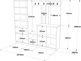 Predsieňová zostava Dane Anthracite and Atlantic Pine
