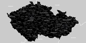 Obraz moderná čierno-šedá mapa Česka - 120x60