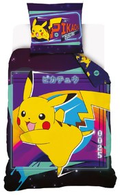 TipTrade Bavlnené obliečky 140x200 + 70x90 cm - Pokémon Pikachu bleskový útok