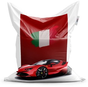 Sablio Sedací vak Ferrari Talianska vlajka na červenom bloku - 200x140 cm