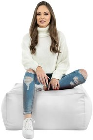 Taburetka biela kocka ekokoža