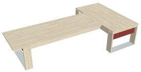 Stôl Verno+ S 200 x 370 cm s rokovacím prvkom, agát / červená