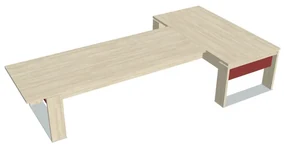 Stôl Verno+ S 200 x 370 cm s rokovacím prvkom, agát / červená