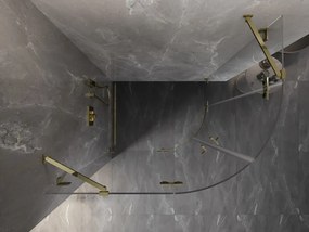 Mexen Lunar, polkruhový sprchový kút naklápací doľava 100 x 80 cm, 8mm číre sklo, zlatý profil, 833-100L-080P-50-00