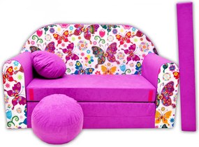 Detská pohovka MOTÝLIKY - fialová