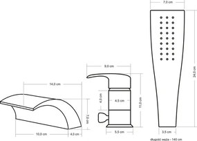 Rea Riven, 3-otvorová vaňová batéria, zlatá lesklá, REA-B0497