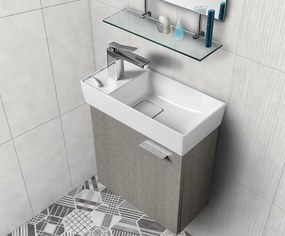 Sapho Sapho, AMAROK liaty mramor umývadlo 40x11x22cm, biele, batéria vpravo, AR500