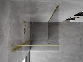 Mexen Mist-B, 1-krídlový výklopný sprchový kút 75 x 75 cm, číre sklo, zlatý matný profil, 8A2T-075-075-55-00