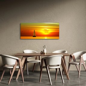 Obraz západu slnka s jachtou (120x50 cm)