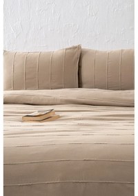 Béžová bavlnená súprava plédu a obliečok na vankúš 210x220 cm Sedef – Mijolnir