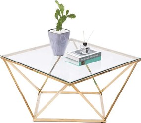 Tutumi Tutumi, sklenený konferenčný stolík Glamour 80x80x45 CS-14G, zlatá, KRZ-06585