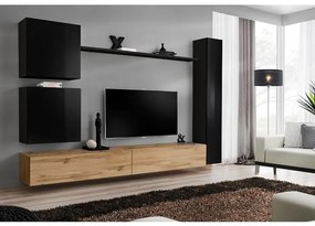 Obývacia stena Switch VIII Čierna/Wotan