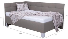 Čalúnená posteľ MARIA PETITE 120x200 cm s úložným priestorom, bez matraca, taupe