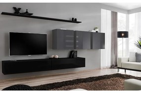 Obývacia stena Switch VII Čierna/Grafit