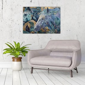 Obraz - Kone so zlatým pozadím (70x50 cm)
