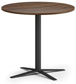 Konferenčný stolík AURA, priemer 80 cm, čierna podnož, orech