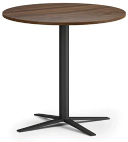 Konferenčný stolík AURA, priemer 80 cm, čierna podnož, orech