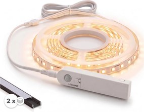 SADA 1x LED pás so senzorom FLEX LED/3,6 W/4xAA, 2 m + 2x zapustený profil 1 m
