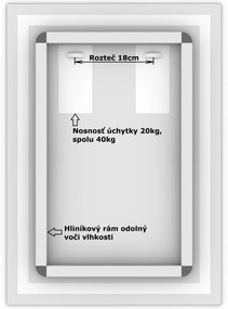 LED zrkadlo Moderna 50x70cm teplá biela - diaľkový ovládač Farba diaľkového ovládača: Čierna