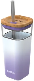 Sklenený cestovný hrnček so slamkou Liquid Cube Lilac Gradient 540 ml