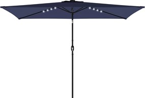 Outsunny slnečník 2,9 × 2,5 m – 24 solárnych LED, kľuka a naklápanie, kovová tyč, tmavomodrý | Aosom