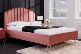 Dizajnová čalúnená posteľ PEARL 140x200 cm, tmavoružová, zamat