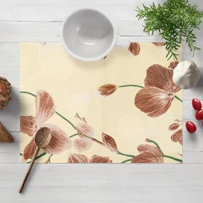 Biante Bavlnené prestieranie na stôl Sandra SA-536 Hnedé orchidey na vanilkovo žltom 35x45 cm
