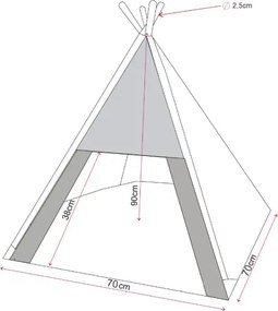Golden Dog TeePee stan Golden dog 70 x 70 x 90 cm - sivý