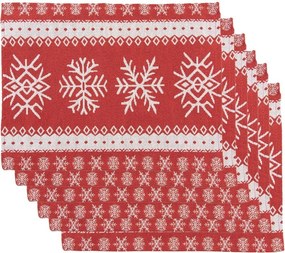 6ks červené prestieranie s vločkami - 33*45 cm