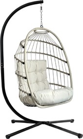 Skládací závěsné houpací křeslo Houseland Malta světle šedé