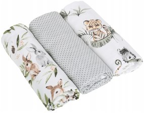 BabiM Mušelínové látkové plienky Premium Animals 60x75 3v1 Farba: sivé bodky