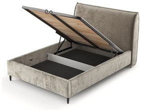 Béžová čalúnená dvojlôžková posteľ s úložným priestorom s roštom 180x200 cm Shell – Maison de Rêve