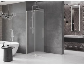 Mexen Velar, sprchová zástena s posuvnými dverami Walk-in 90 x 200 cm, 8mm sklo námraza, brúsená oceľ, 871-090-000-33-97