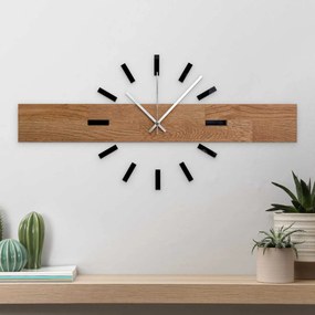Rustikálne dubové hodiny na stenu – minimalistická škandinávska drevená dekorácia | DRORES: Strieborné ručičky 60 cm 4684-111273 MAS021-3072-akcia20