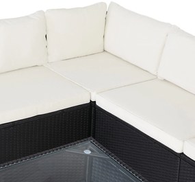 InternetovaZahrada Záhradný ratanový set XXL - čierna/krémové podušky