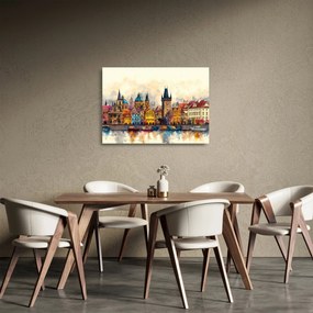Sklenený obraz - Jeseň v maľovanom meste (70x50 cm)