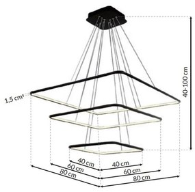 Závesné LED svietidlo Nix, 3x LED 117w, 3000k, b
