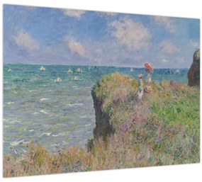 Sklenený obraz - Claude Monet, Cliff Walk at Pourville, reprodukcia (70x50 cm)