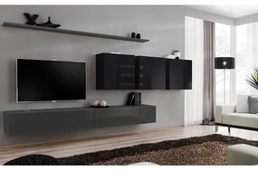 Obývacia stena Switch VII Grafit/Čierna