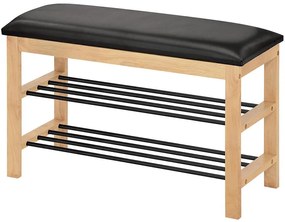 Skrinka Na Topánky So Sedadlom Gc0835 Čierna/Prirodzené